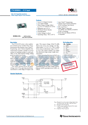 PTH12050W datasheet - 6-A, 12-V Input Non-Isolated Wide-Output Adjust Power Module