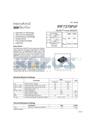 IRF7413ZUPBF datasheet - HEXFET^ Power MOSFET