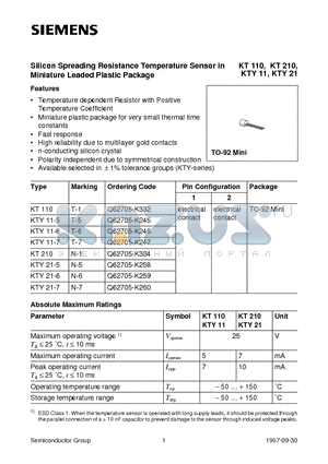 K246 datasheet - Silicon Spreading Resistance Temperature Sensor in Miniature Leaded Plastic Package