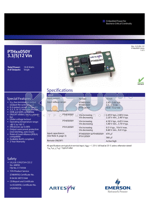 PTH12050Y datasheet - 3.3/5/12 Vin