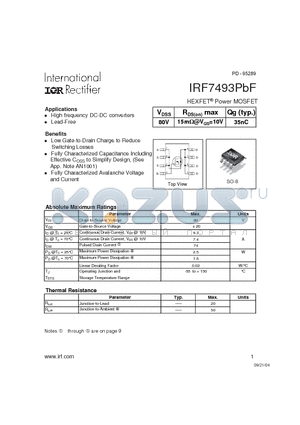 IRF7493PBF datasheet - HEXFET^ Power MOSFET