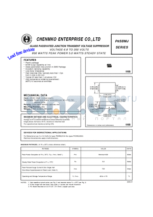 P6SBMJ110APT datasheet - GLASS PASSIVATED JUNCTION TRANSIENT VOLTAGE SUPPRESSOR