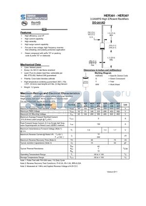 HER306 datasheet - 3.0AMPS High Efficient Rectifiers