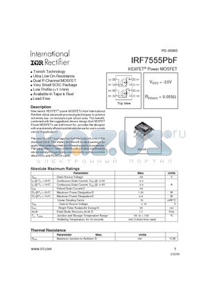 IRF7555PBF datasheet - HEXFET^ Power MOSFET