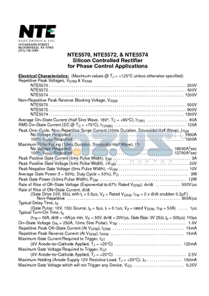 NTE5574 datasheet - Silicon Controlled Rectifier for Phase Control Applications