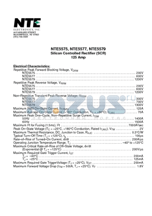 NTE5577 datasheet - Silicon Controlled Rectifier (SCR) 125 Amp