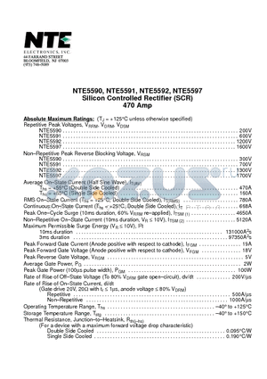 NTE5590 datasheet - Silicon Controlled Rectifier (SCR) 470 Amp