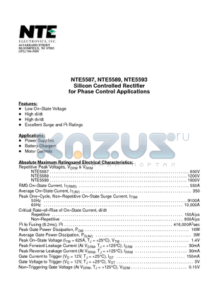 NTE5593 datasheet - Silicon Controlled Rectifier for Phase Control Applications