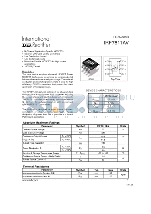 IRF7811AV_05 datasheet - N-Channel Application-Specific MOSFETs