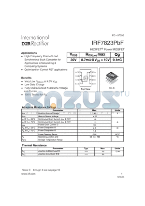 IRF7823PBF datasheet - Power MOSFET Selection for Non-Isolated DC/DC Converters