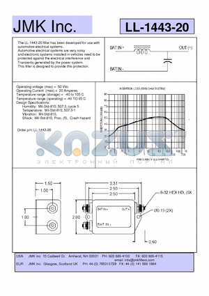 LL-1443-20 datasheet - The LL-1443-20 filter has been developed for use with automotive electrical systems .