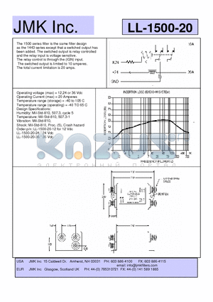 LL-1500-20 datasheet - Operating voltage (max) = 12,24 or 36 Vdc Operating Current (max) = 20 Amperes