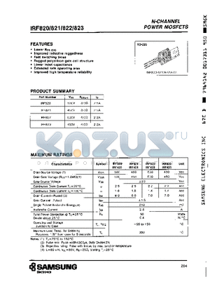 IRF820 datasheet - N-CHANNEL POWER MOSFETS