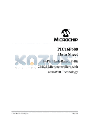 PIC16F688_09 datasheet - 14-Pin Flash-Based, 8-Bit CMOS Microcontrollers with nanoWatt Technology