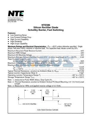 NTE586 datasheet - Silicon Rectifier Diode Schottky Barrier, Fast Switching