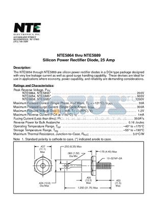 NTE5889 datasheet - Silicon Power Rectifier Diode, 25 Amp