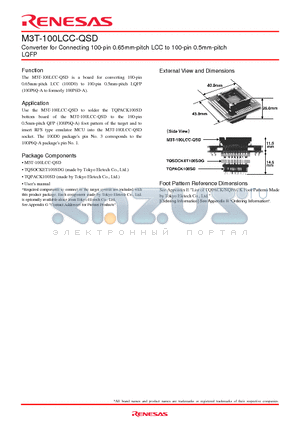 M3T-100LCC-QSD datasheet - Converter for Connecting 100-pin 0.65mm-pitch LCC to 100-pin 0.5mm-pitch LQFP
