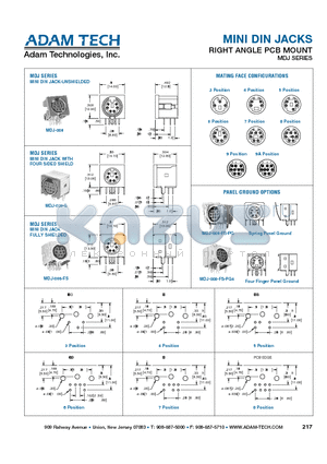 MDJ-008-FS-PG4 datasheet - MINI DIN JACKS RIGHT ANGLE PCB MOUNT