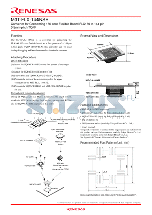 M3T-FLX-144NSE datasheet - Converter for Connecting 160-core Flexible Board FLX160 to 144-pin 0.5mm-pitch TQFP