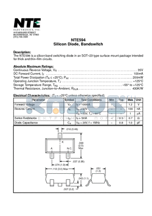 NTE594 datasheet - Silicon Diode, Bandswitch