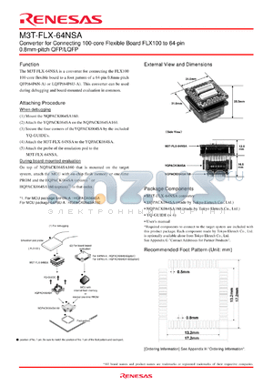 M3T-FLX-64NSA datasheet - Converter for Connecting 100-core Flexible Board FLX100 to 64-pin 0.8mm-pitch QFP/LQFP