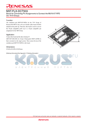 M3T-FLX-DCT503 datasheet - Board for Converting Pin Assignments to Connect the M37515T-RPD(for 7515 Group)