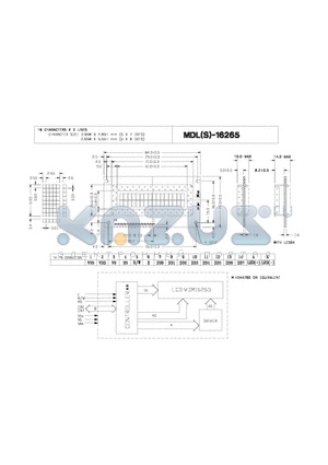 MDL-16265 datasheet - 16 CHARACTERS X 2 LINES CHARACTER SIZE : 2.95W X 4.85H mm (5 X 7 DOTS), 2.95W X 5.55H mm (5 X 8 DOTS)