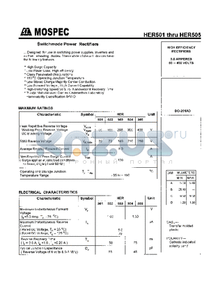 HER502 datasheet - HIGH EFFICIENCY RECTIFIERS(5.0A,50-400V)