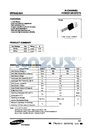 IRF840 datasheet - N-CHANNEL POWER MOSFETS
