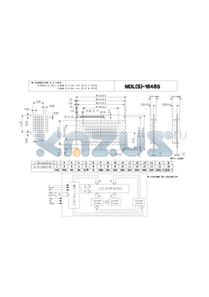 MDL-16465 datasheet - 16 CHARACTERS X 4 LINES CHARACTER SIZE : 2.95W X 4.15H mm (5 X 7 DOTS), 2.95W X 4.75H mm (5 X 8 DOTS)