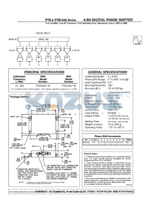 PTM-64A-250B datasheet - 6-Bit DIGITAL PHASE SHIFTER