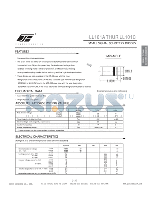 LL101A datasheet - SMALL SIGNAL SCHOTTKY DIODES