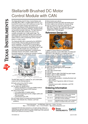 MDL-BDC datasheet - Stellaris^ Brushed DC Motor Control Module with CAN