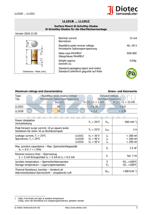 LL101B_10 datasheet - Surface Mount Si-Schottky Diodes