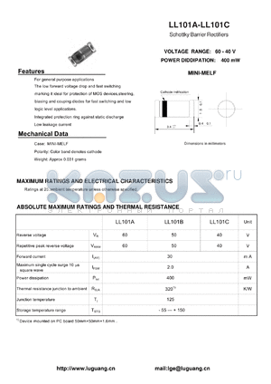 LL101C datasheet - Schottky Barrier Rectifiers