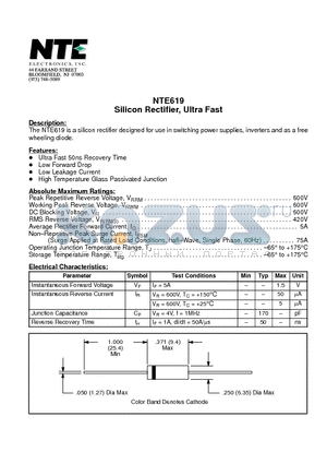 NTE619 datasheet - Silicon Rectifier, Ultra Fast