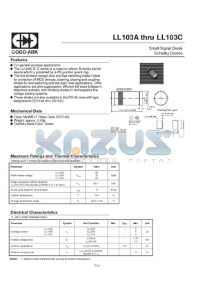 LL103A datasheet - Small-Signal Diode Schottky Diodes