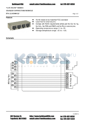 LU4Y000LF datasheet - 1X4 RJ45 CONNECTOR MODULE