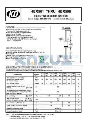 HER504 datasheet - HIGH EFFICIENT SILICON RECTIFIER