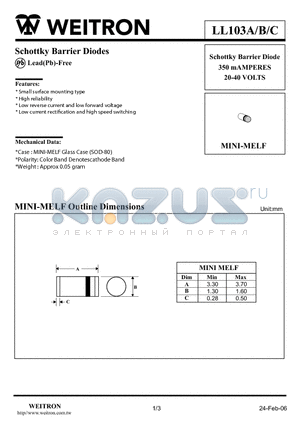 LL103C datasheet - Schottky Barrier Diodes