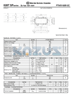 PTMB100B12C datasheet - IGBT SP series Six Pack 100A 1200V