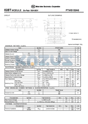 PTMB150A6 datasheet - IGBT MODULE Six-Pack 150A 600V
