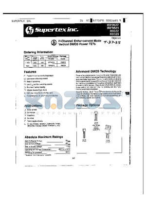 IRF9522 datasheet - P-Channel Enhancement-Mode Vertical DMOS Power FETs