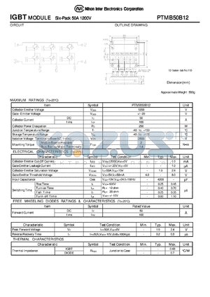 PTMB50B12 datasheet - IGBT MODULE Six-Pack 50A 1200V