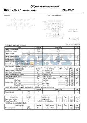 PTMB50A6 datasheet - IGBT MODULE Six-Pack 50A 600V