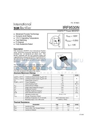 IRF9530NPBF datasheet - HEXFET^ Power MOSFET