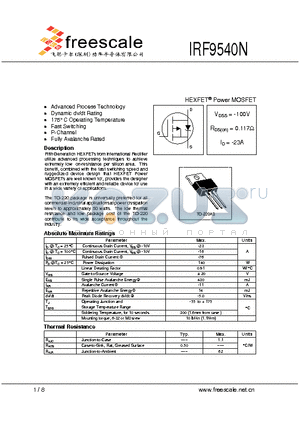 IRF9540N datasheet - HEXFET^ Power MOSFET