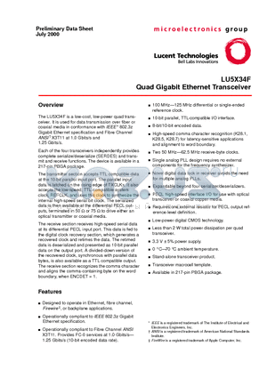 LU5X34F datasheet - Quad Gigabit Ethernet Transceiver