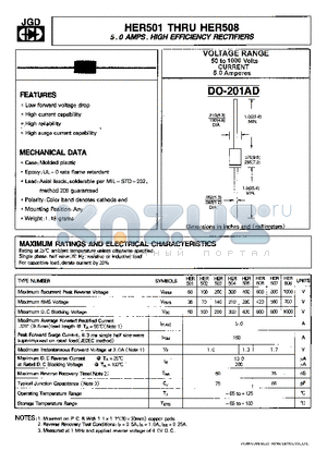 HER507 datasheet - 5.0 AMPS.HIGH EFFICIENCY RECTIFIERS