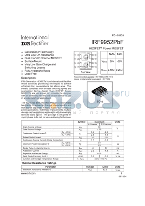 IRF9952PBF datasheet - HEXFET Power MOSFET
